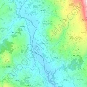 Mapa topográfico Zebra, altitude, relevo