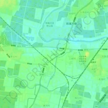 Mapa topográfico 二街村, altitude, relevo