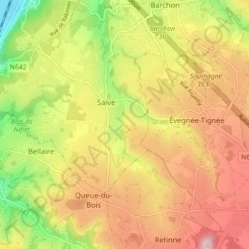 Mapa topográfico Sur Miermont, altitude, relevo