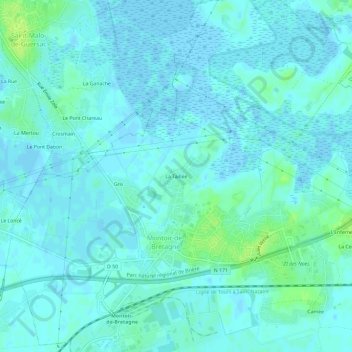 Mapa topográfico La Taillée, altitude, relevo