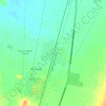 Mapa topográfico Samalayuca, altitude, relevo