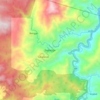Mapa topográfico Sadanga, altitude, relevo