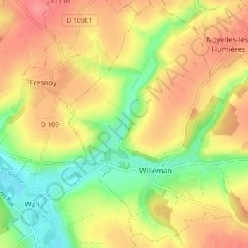 Mapa topográfico Valières, altitude, relevo