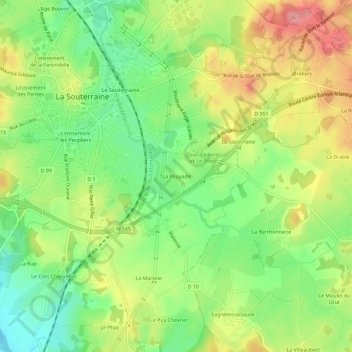 Mapa topográfico La Pouyade, altitude, relevo