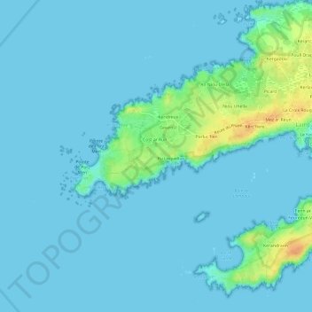Mapa topográfico Loqueltas, altitude, relevo