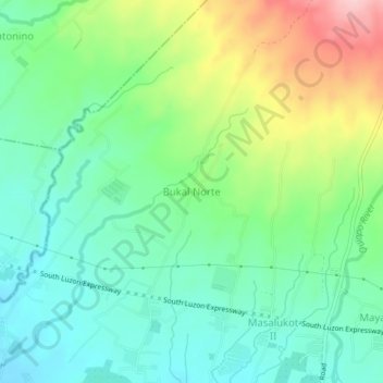 Mapa topográfico Bukal Norte, altitude, relevo