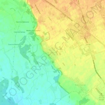 Mapa topográfico Casterno, altitude, relevo