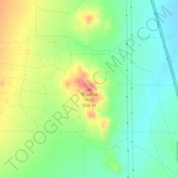 Mapa topográfico Shadow Hills, altitude, relevo