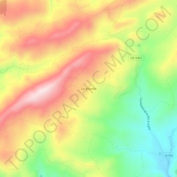Mapa topográfico La Viñuela, altitude, relevo