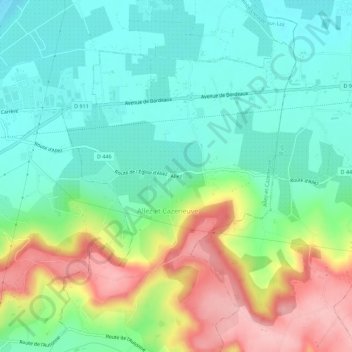 Mapa topográfico Allez, altitude, relevo