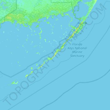 Mapa topográfico Plantation Key, altitude, relevo