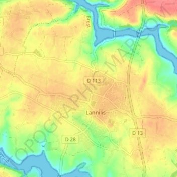 Mapa topográfico Croix Rouge, altitude, relevo