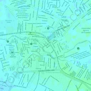 Mapa topográfico Las Damas, altitude, relevo