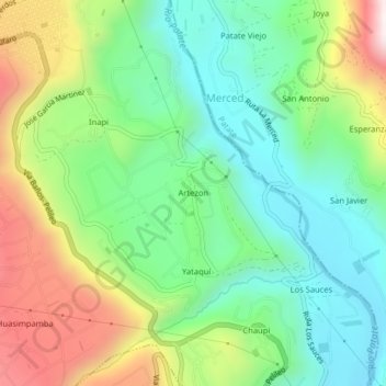 Mapa topográfico Artezon, altitude, relevo