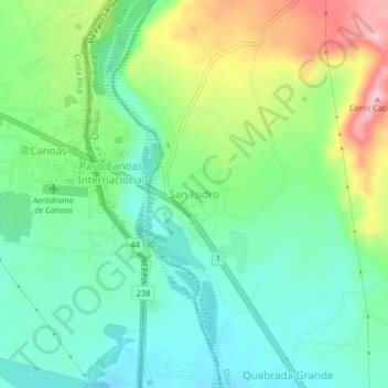 Mapa topográfico San Isidro, altitude, relevo