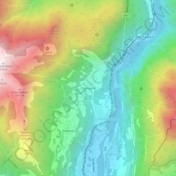 Mapa topográfico Olantreghe, altitude, relevo