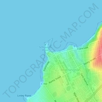 Mapa topográfico Mothers Beach, altitude, relevo