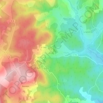 Mapa topográfico Les Costas, altitude, relevo