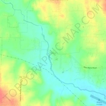 Mapa topográfico Reno, altitude, relevo