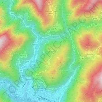Mapa topográfico Verzimo, altitude, relevo