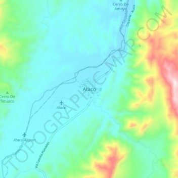 Mapa topográfico Ataco, altitude, relevo