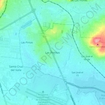 Mapa topográfico Las Pintitas, altitude, relevo