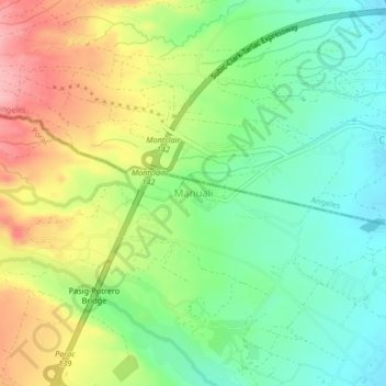 Mapa topográfico Manuali, altitude, relevo