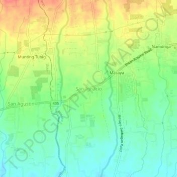 Mapa topográfico San Ignacio, altitude, relevo