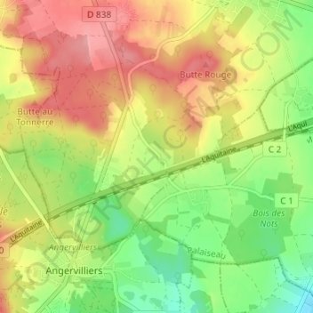Mapa topográfico Bois d'Ardeau, altitude, relevo