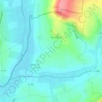 Mapa topográfico Crème, altitude, relevo