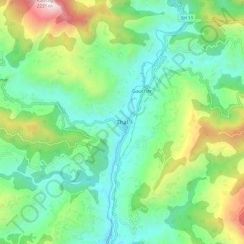 Mapa topográfico Thal, altitude, relevo