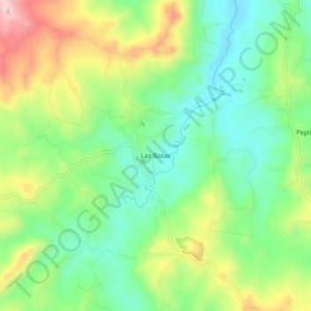 Mapa topográfico Las Botas, altitude, relevo