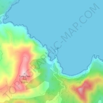 Mapa topográfico Port de ses Caletes, altitude, relevo