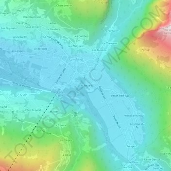 Mapa topográfico Les Beules, altitude, relevo