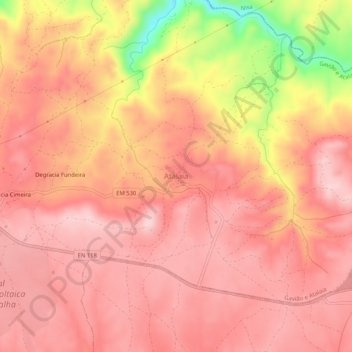 Mapa topográfico Atalaia, altitude, relevo