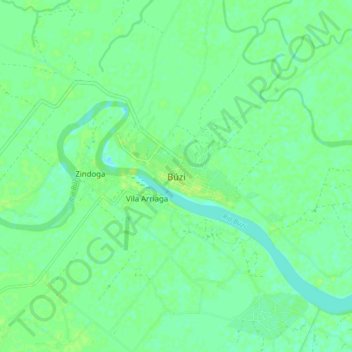 Mapa topográfico Búzi, altitude, relevo