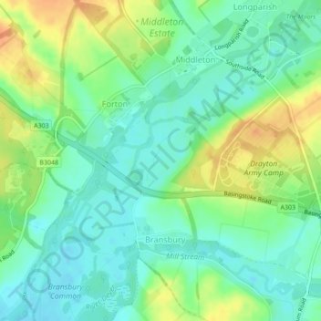 Mapa topográfico Drayton, altitude, relevo