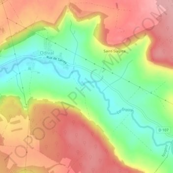 Mapa topográfico Le Voury, altitude, relevo