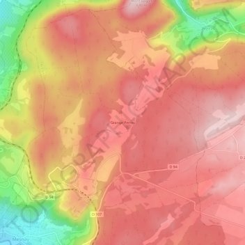 Mapa topográfico Grange Perrey, altitude, relevo