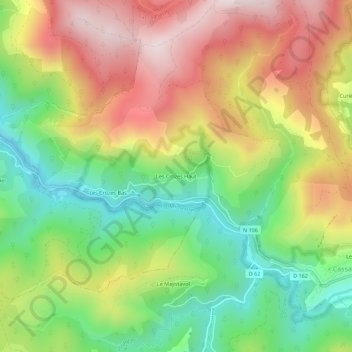 Mapa topográfico Les Crozes Haut, altitude, relevo