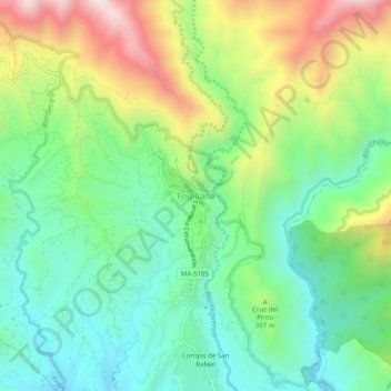 Mapa topográfico Frigiliana, altitude, relevo