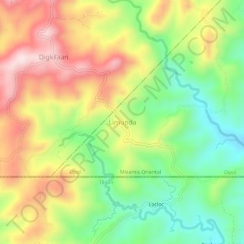 Mapa topográfico Limunda, altitude, relevo