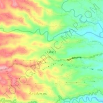 Mapa topográfico Serang, altitude, relevo