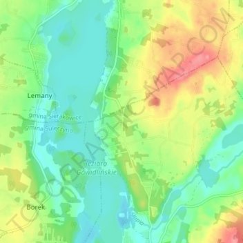 Mapa topográfico Widna Góra, altitude, relevo