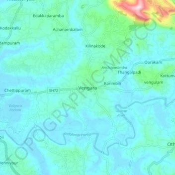 Mapa topográfico Vengara, altitude, relevo