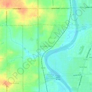 Mapa topográfico Sturbridge Village, altitude, relevo