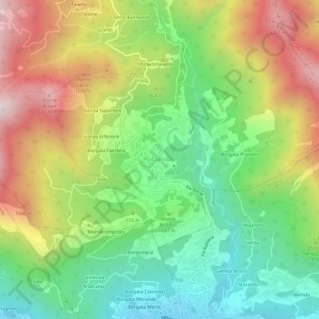 Mapa topográfico Borgata Bugnone, altitude, relevo