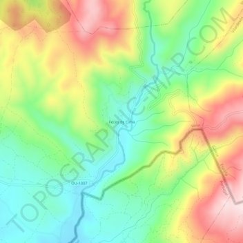 Mapa topográfico Feces de Cima, altitude, relevo