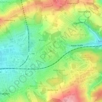 Mapa topográfico Rote Berge, altitude, relevo