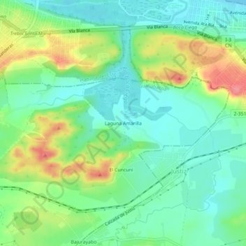 Mapa topográfico Laguna Amarilla, altitude, relevo